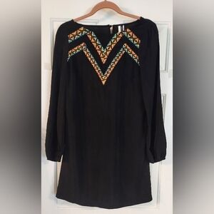WEST 36th Brand Black Long Sleeve Embroidered Dress Size Small